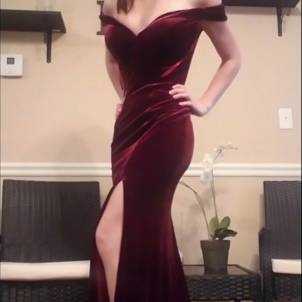 Stunning Red Velvet Evening Gown